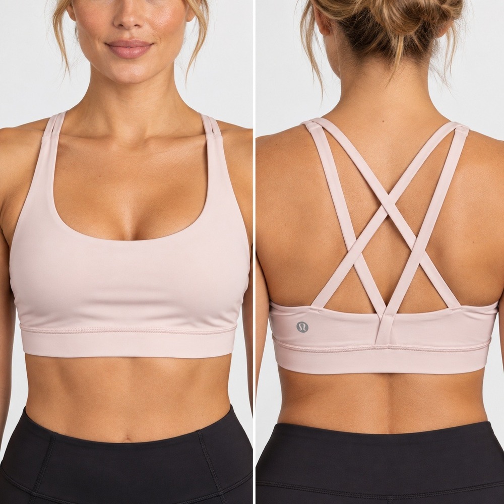 Lululemon Free to Be Serene Bra Pink Strappy Yoga Sports Bra Womens 12